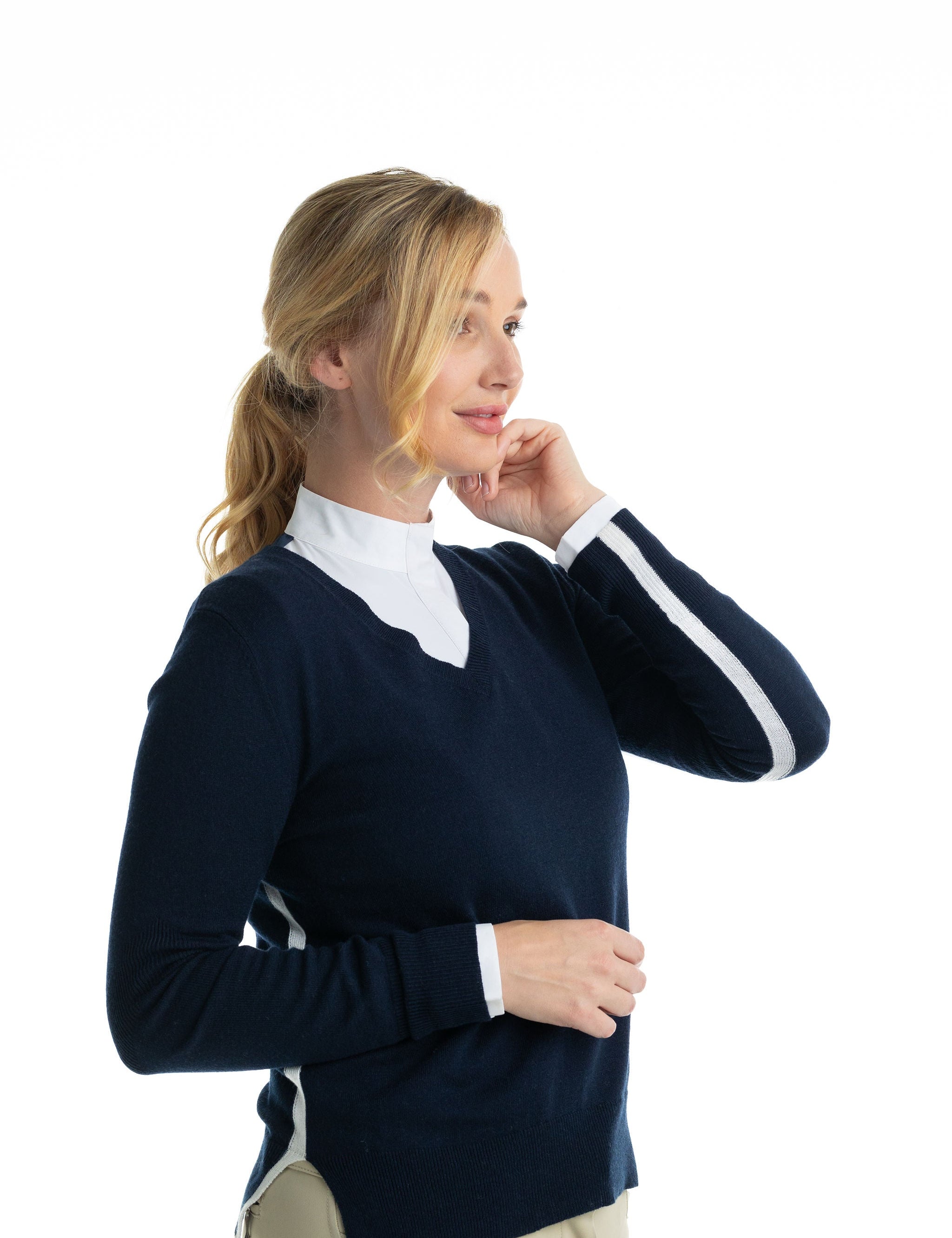Hannah Childs Angelina Stripe V Neck Sweater - Hannah Childs Lifestyle - Equiluxe Tack