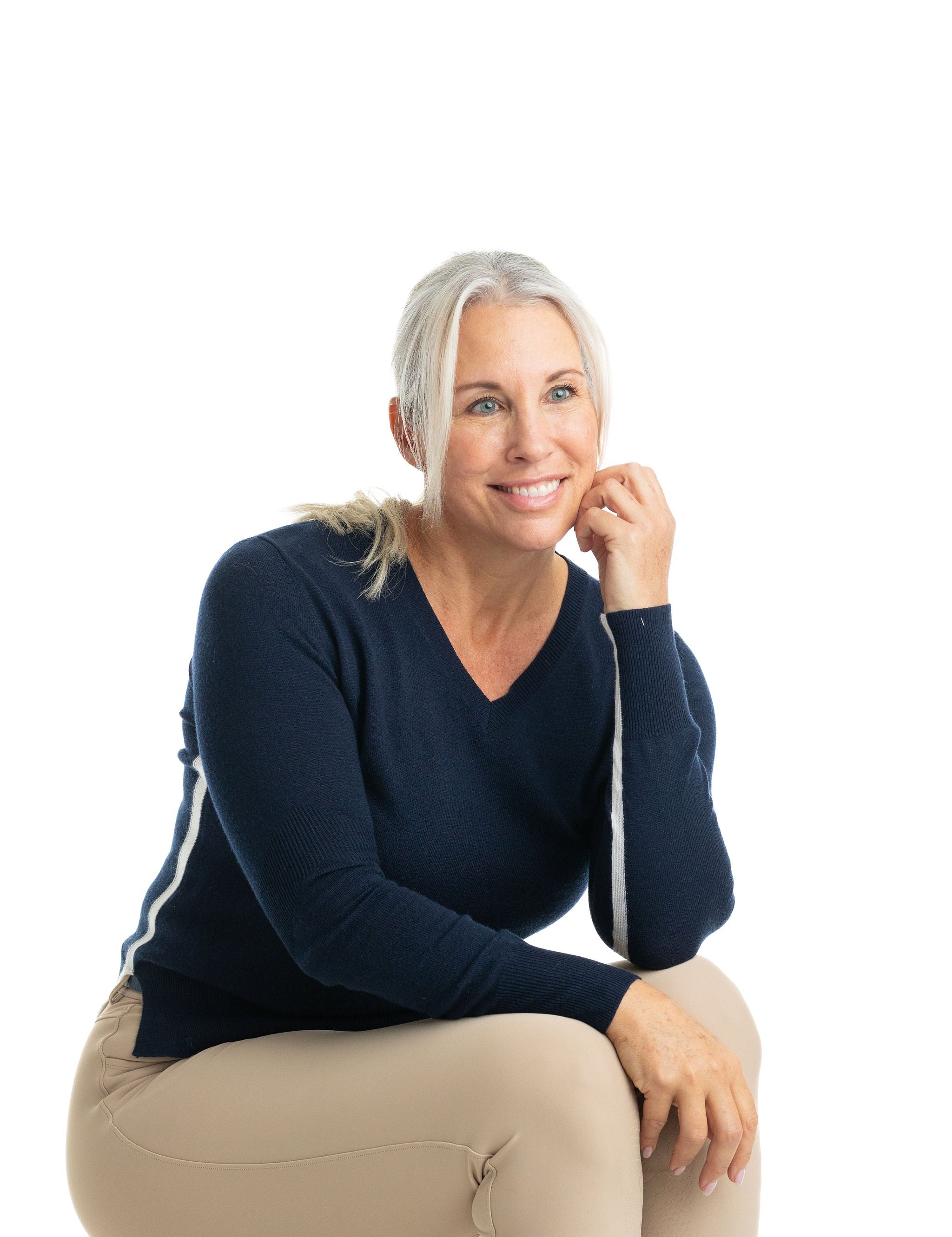 Hannah Childs Angelina Stripe V Neck Sweater - Hannah Childs Lifestyle - Equiluxe Tack
