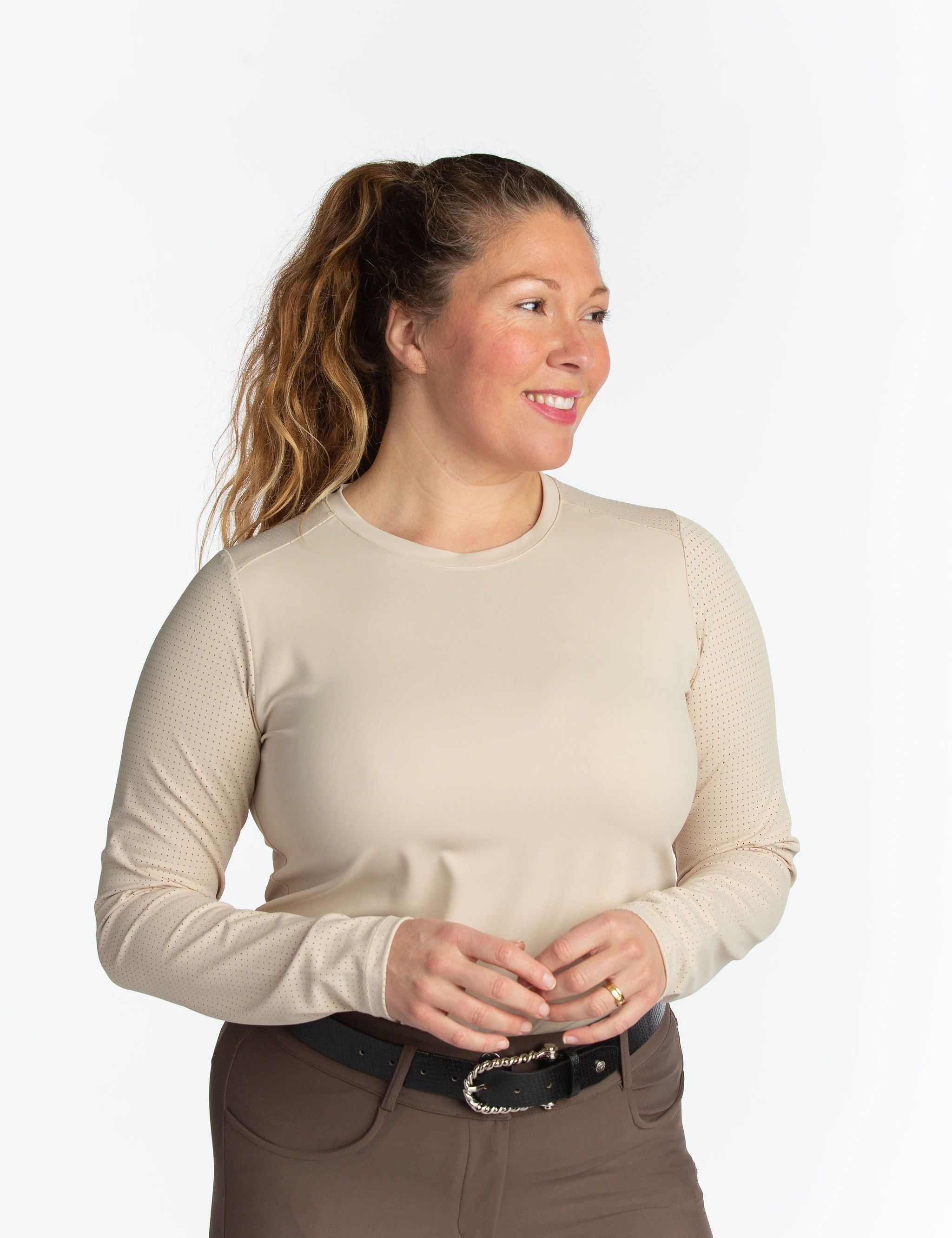 Hannah Childs Harper Perforated Long Sleeve Tech Tee - Hannah Childs Lifestyle - Equiluxe Tack