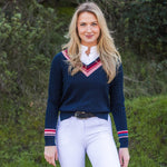 Hannah Childs Kayla V Neck Stripe Sweater - Hannah Childs Lifestyle - Equiluxe Tack