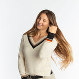 Hannah Childs Kayla V Neck Stripe Sweater - Hannah Childs Lifestyle - Equiluxe Tack