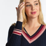 Hannah Childs Kayla V Neck Stripe Sweater - Hannah Childs Lifestyle - Equiluxe Tack