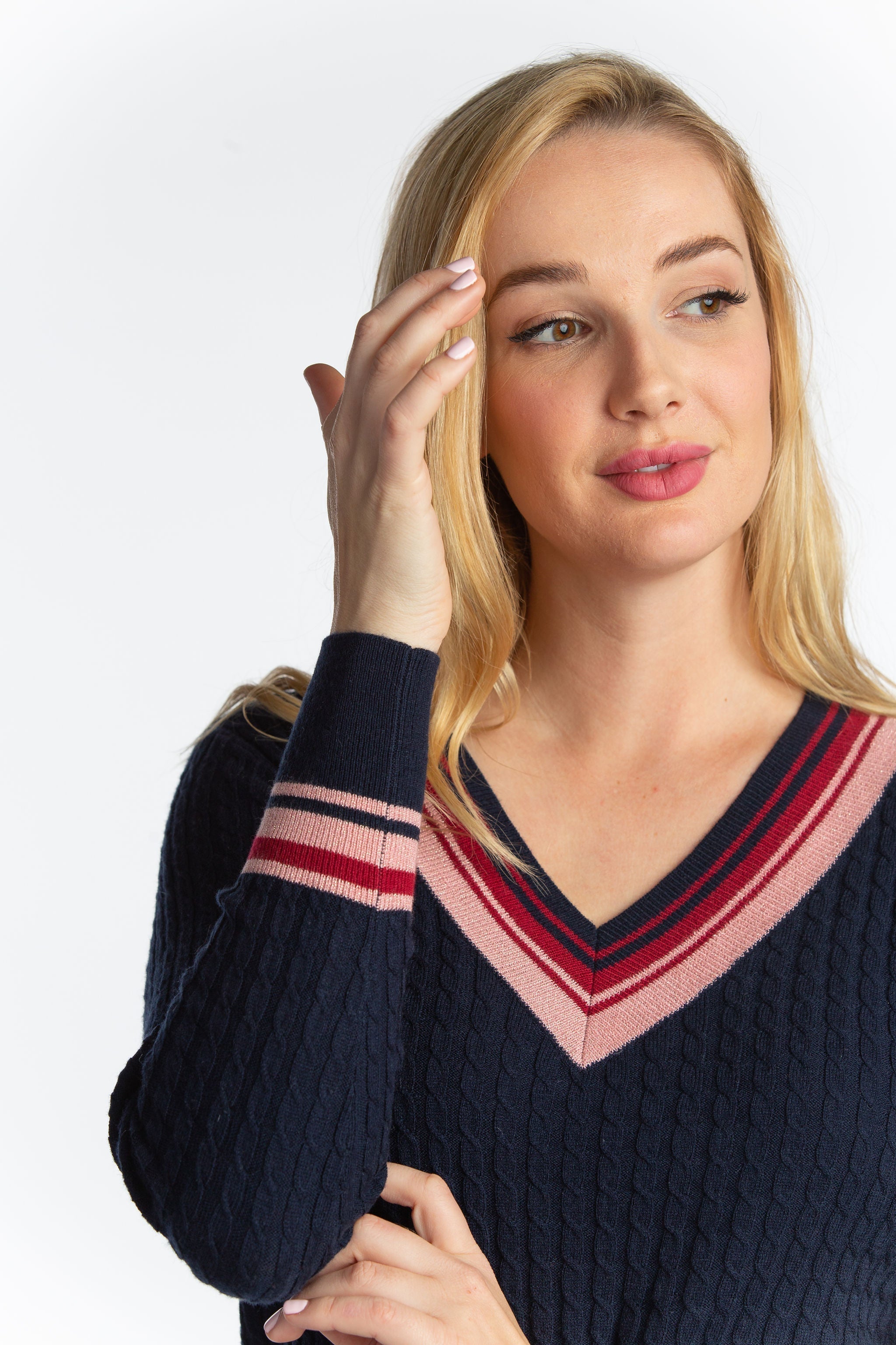 Hannah Childs Kayla V Neck Stripe Sweater - Hannah Childs Lifestyle - Equiluxe Tack