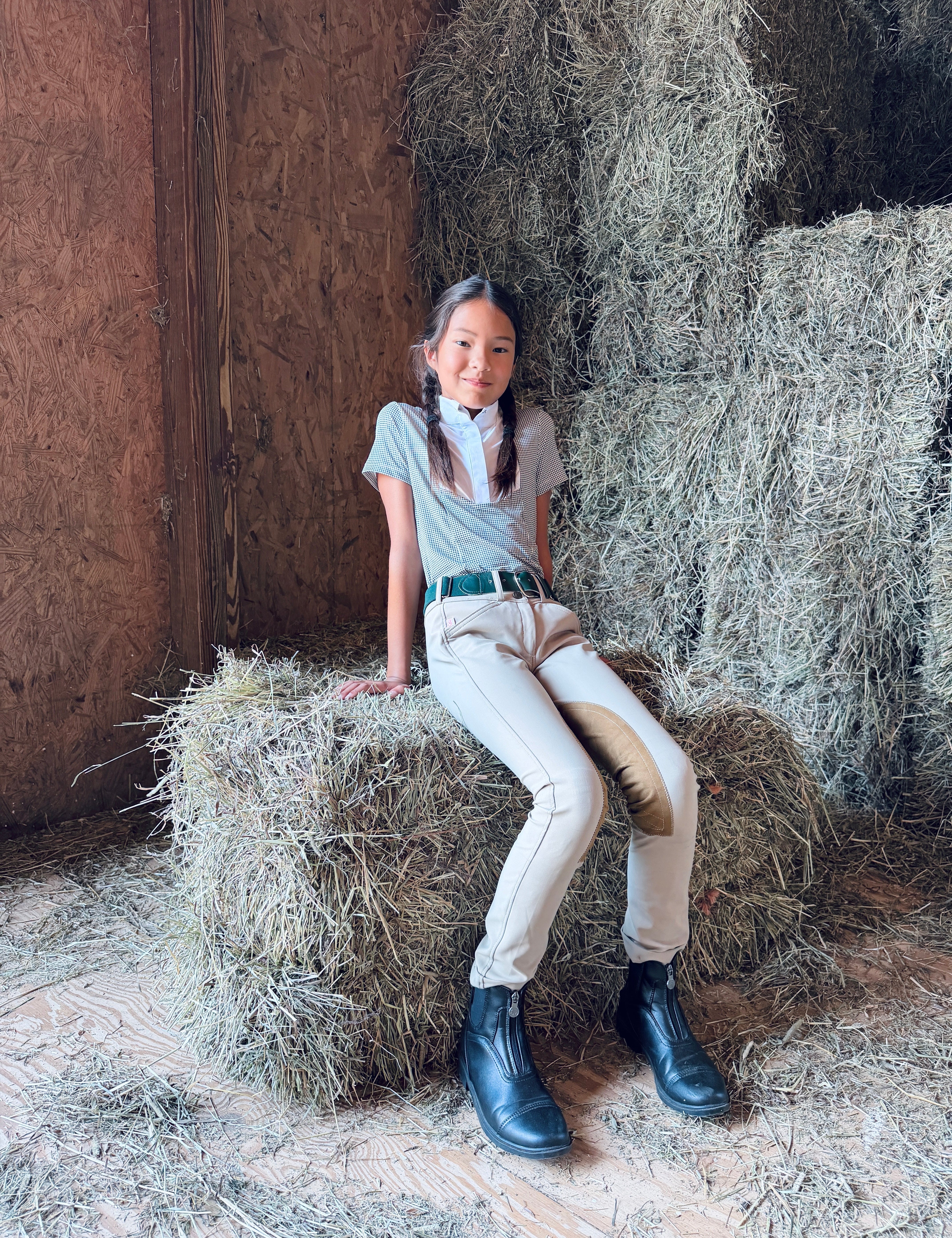 Hannah Childs Kid's Lauryn Gingham Short Sleeve Show Shirt - Equiluxe Tack