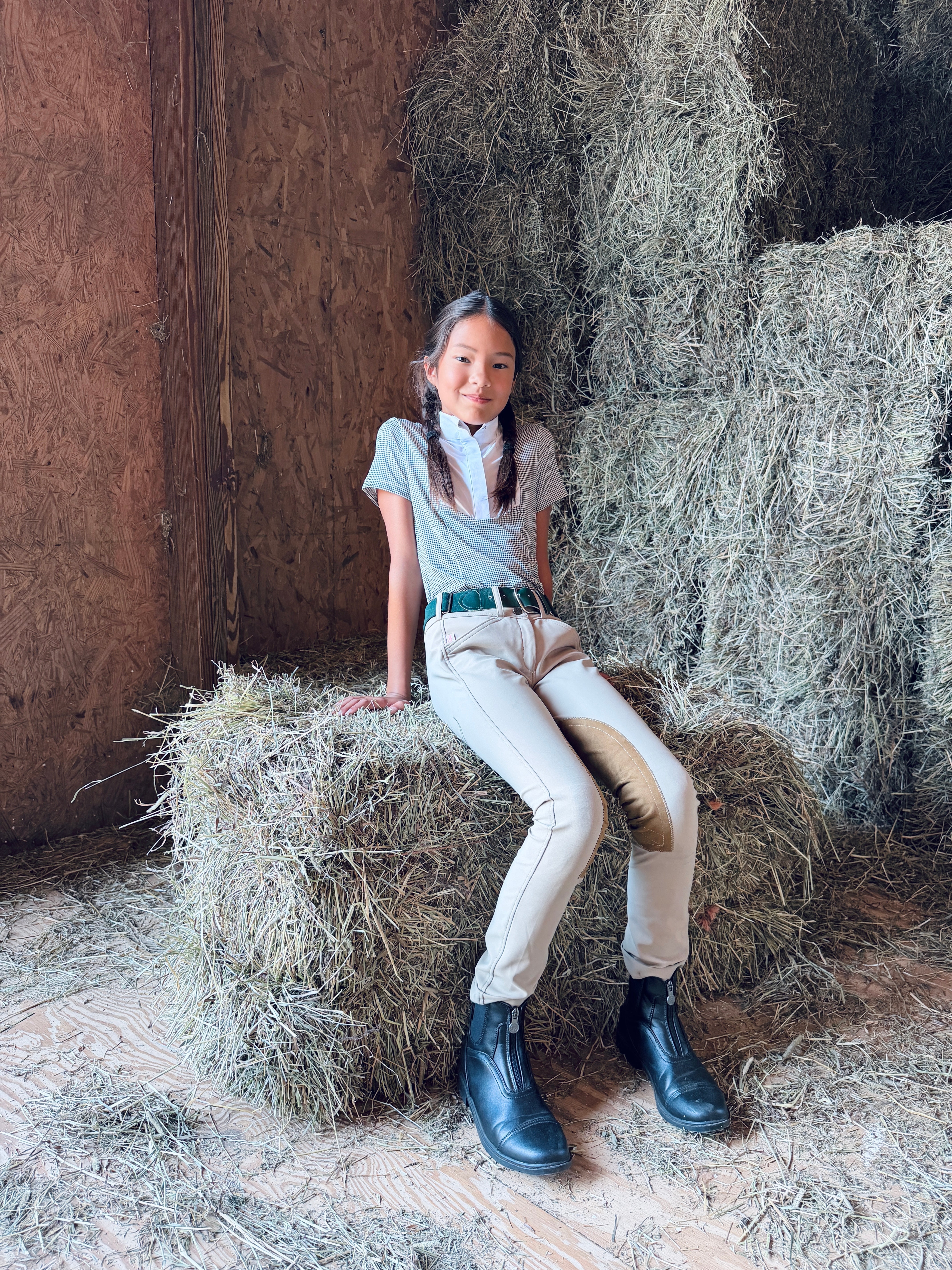 Hannah Childs Kid's Lauryn Gingham Short Sleeve Show Shirt - Equiluxe Tack