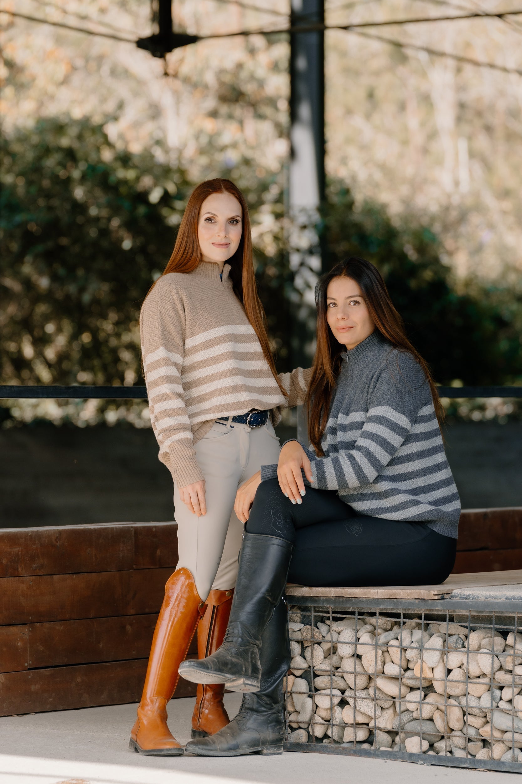 Hannah Childs Sassy Boyfriend Stripe 1/4 Zip Sweater - Hannah Childs Lifestyle - Equiluxe Tack