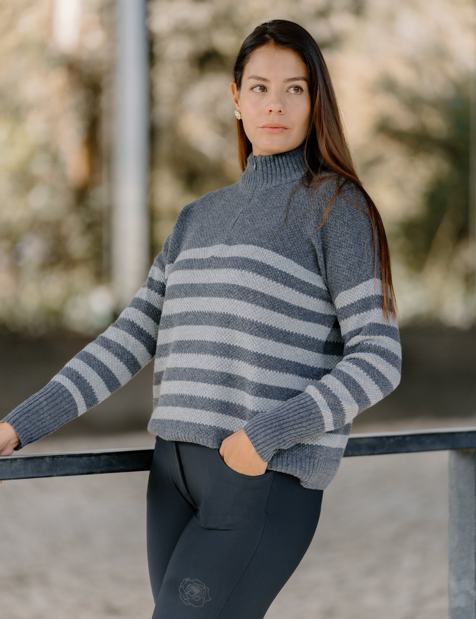 Hannah Childs Sassy Boyfriend Stripe 1/4 Zip Sweater - Hannah Childs Lifestyle - Equiluxe Tack