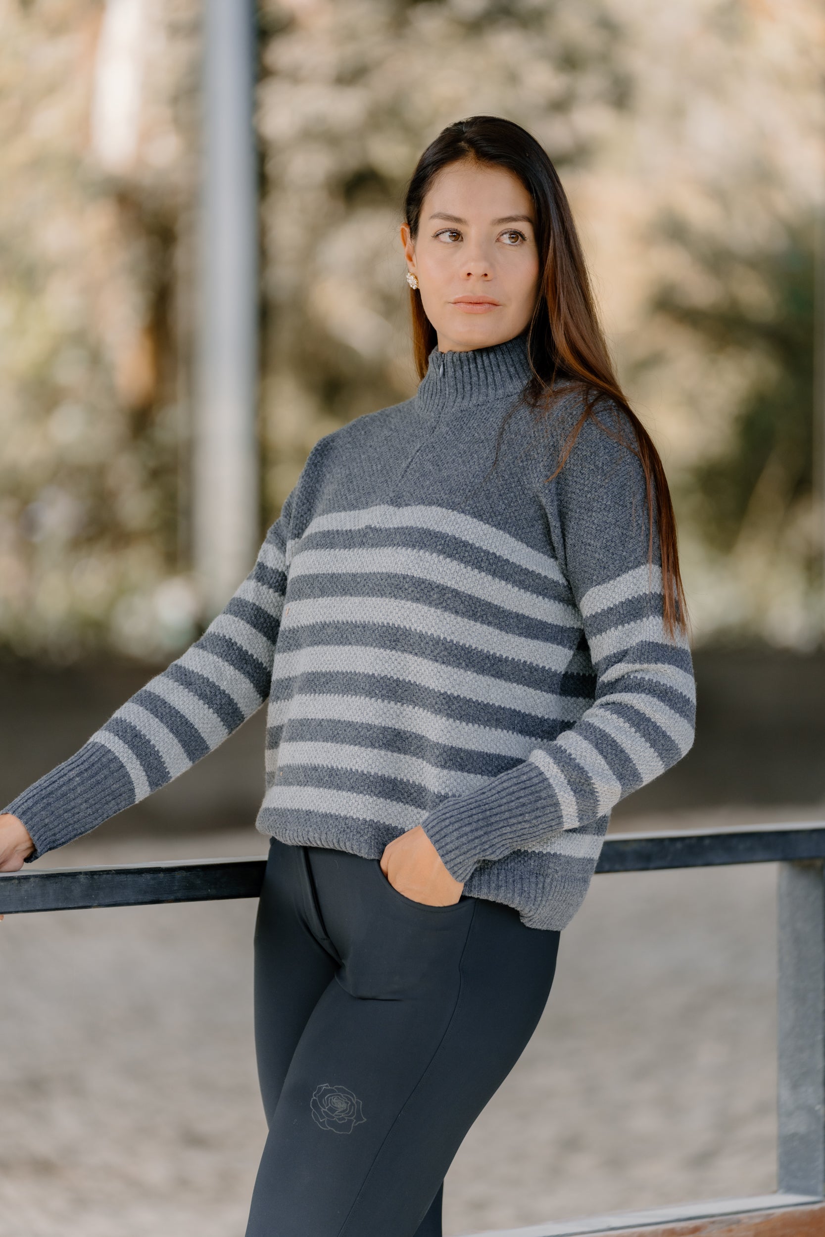 Hannah Childs Sassy Boyfriend Stripe 1/4 Zip Sweater - Hannah Childs Lifestyle - Equiluxe Tack