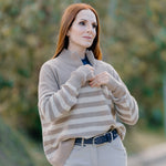 Hannah Childs Sassy Boyfriend Stripe 1/4 Zip Sweater - Hannah Childs Lifestyle - Equiluxe Tack