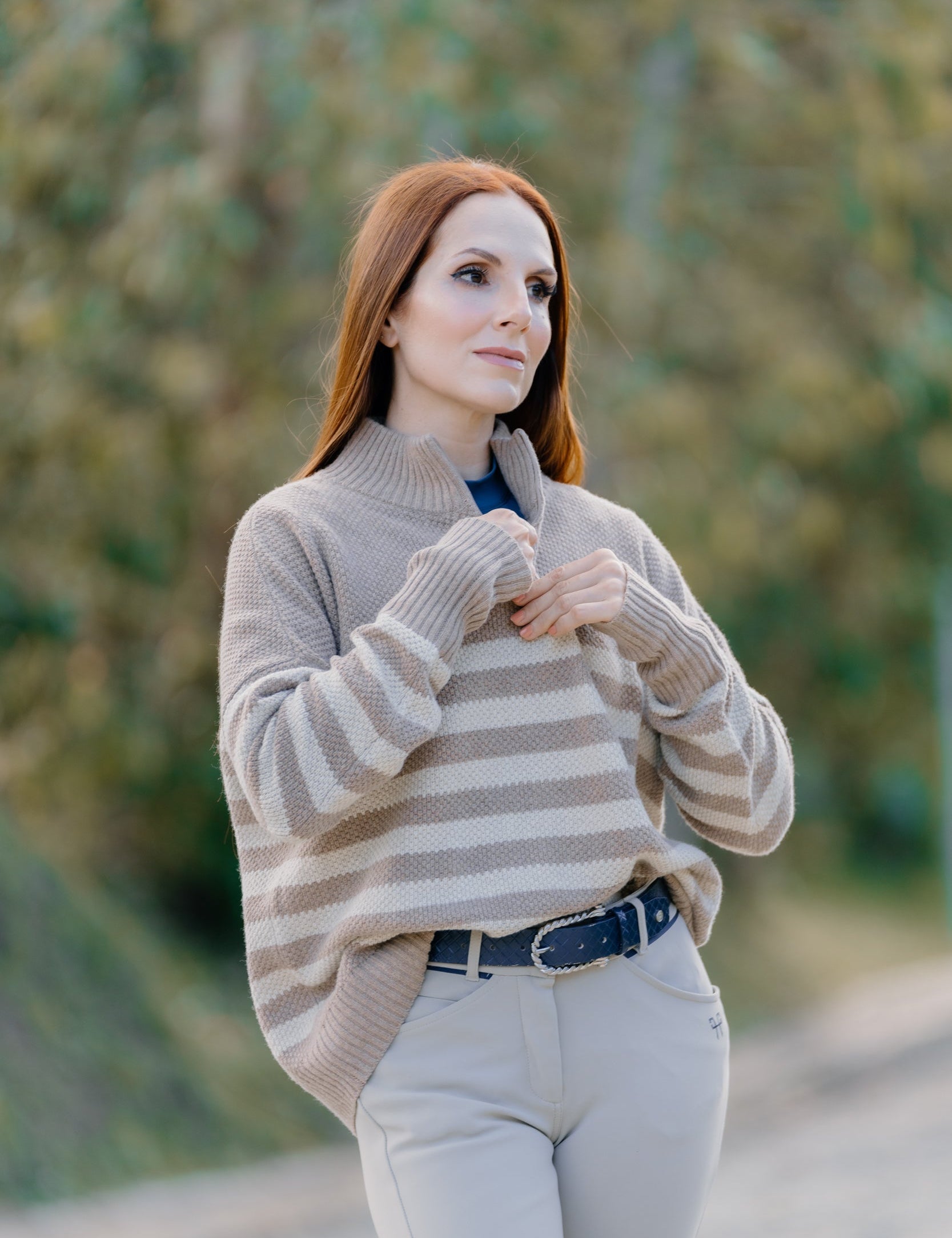Hannah Childs Sassy Boyfriend Stripe 1/4 Zip Sweater - Hannah Childs Lifestyle - Equiluxe Tack