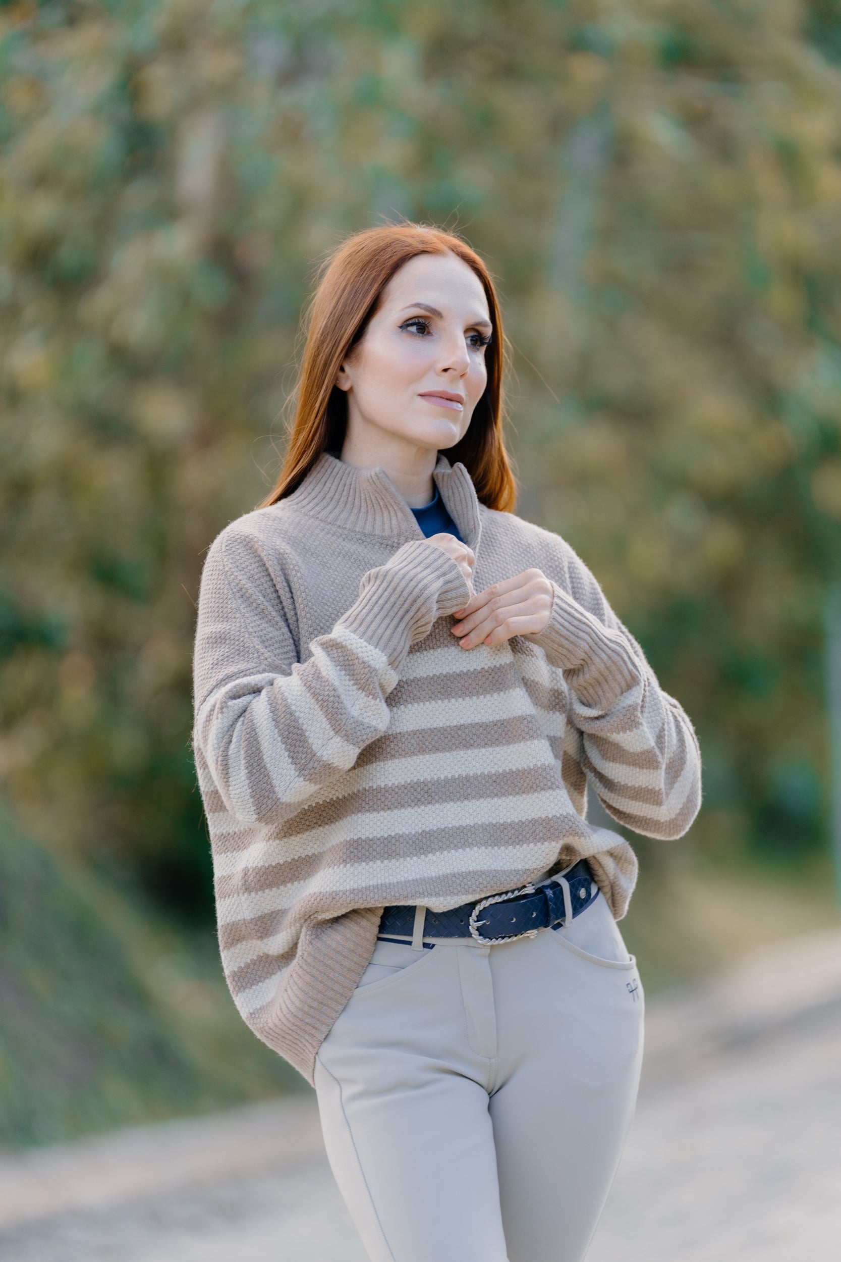 Hannah Childs Sassy Boyfriend Stripe 1/4 Zip Sweater - Hannah Childs Lifestyle - Equiluxe Tack