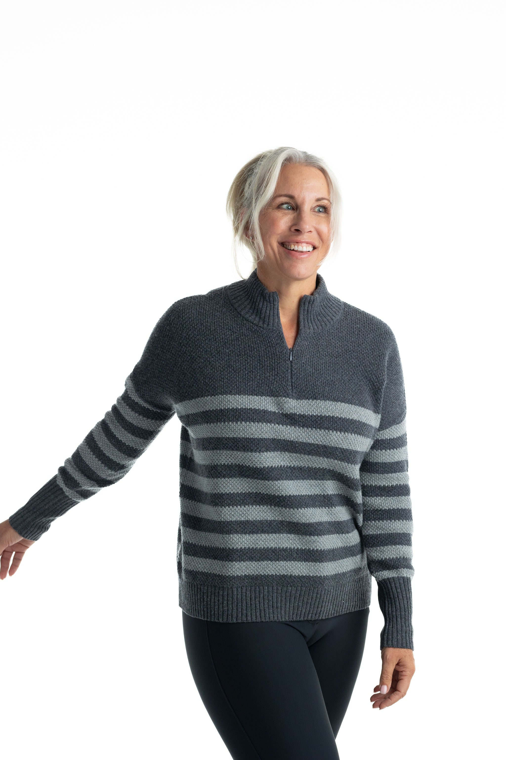 Hannah Childs Sassy Boyfriend Stripe 1/4 Zip Sweater - Hannah Childs Lifestyle - Equiluxe Tack