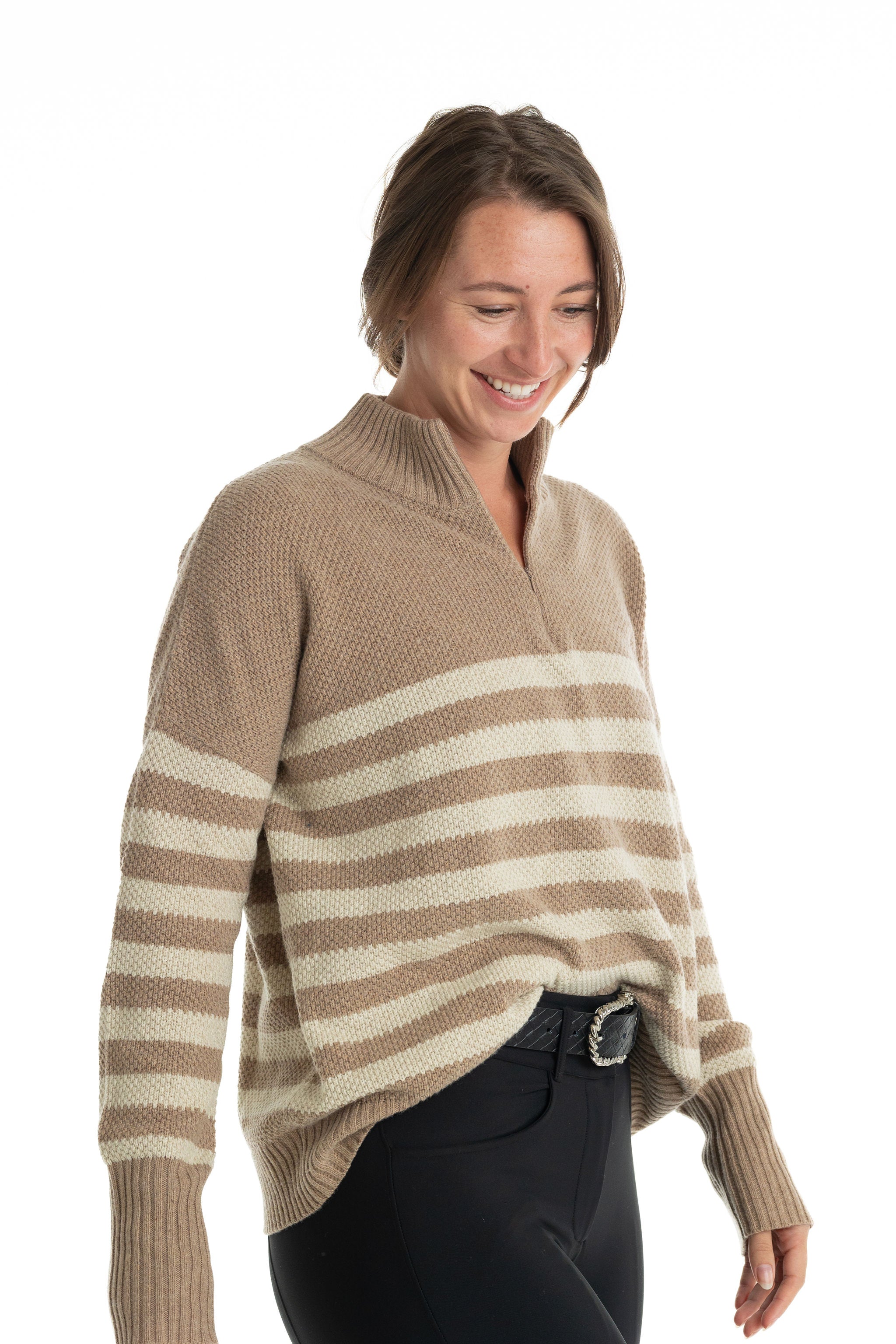 Hannah Childs Sassy Boyfriend Stripe 1/4 Zip Sweater - Hannah Childs Lifestyle - Equiluxe Tack