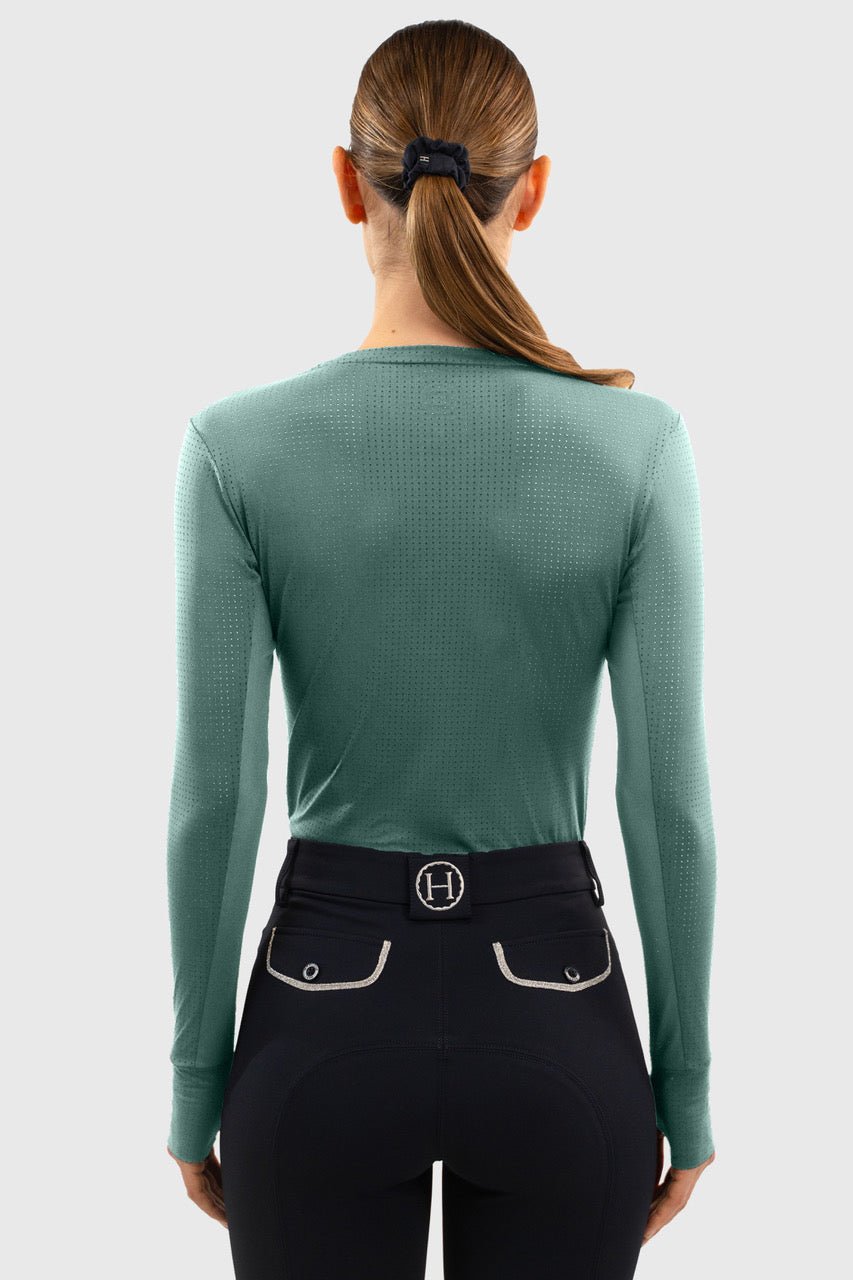 Harcour Bluvea Women's Perforated Long Sleeve Crew Neck - Equiluxe Tack
