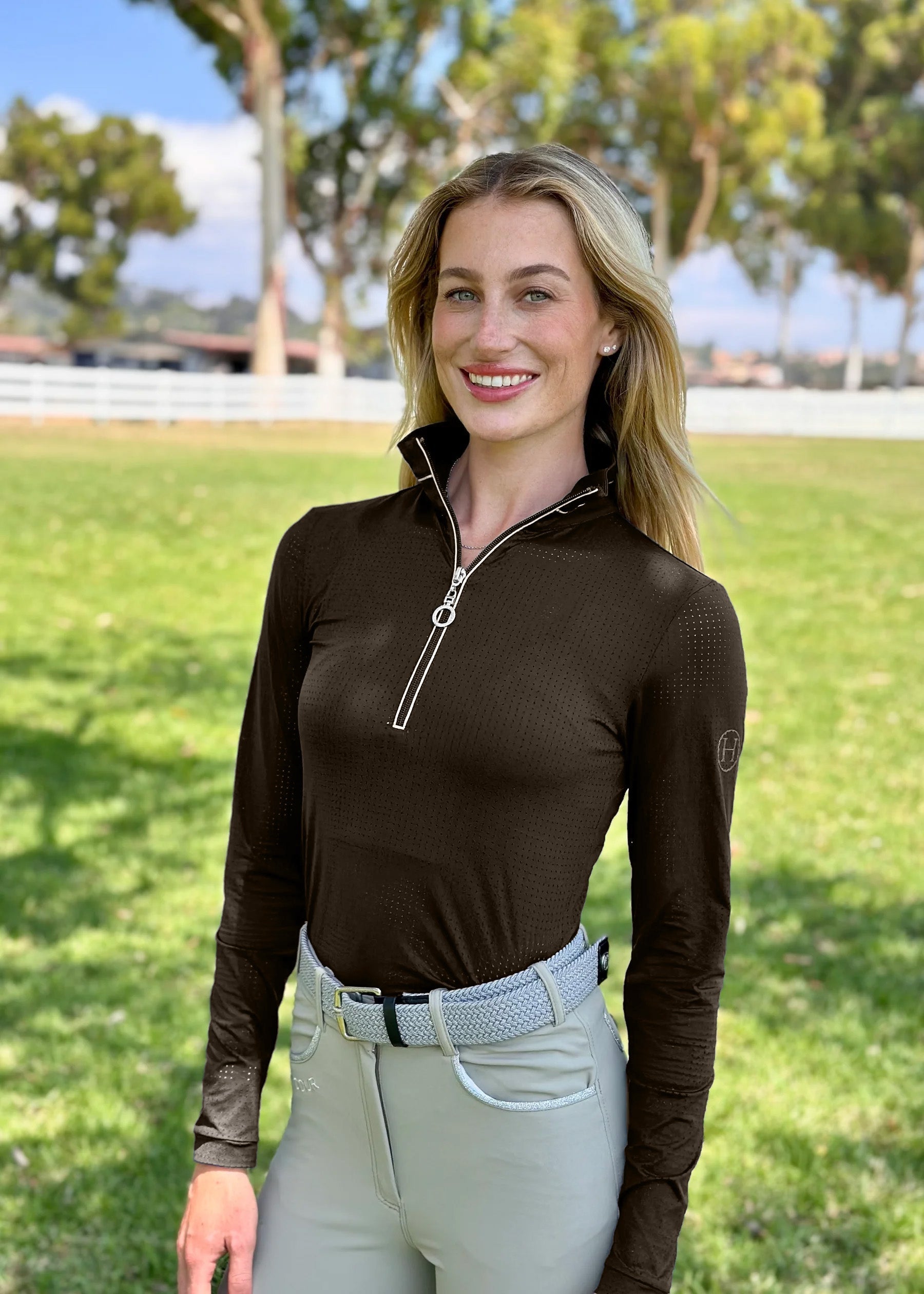Harcour Breezi Womens Perforated Zip Up Long Sleeve Technical Riding Shirt - Harcour USA - Equiluxe Tack