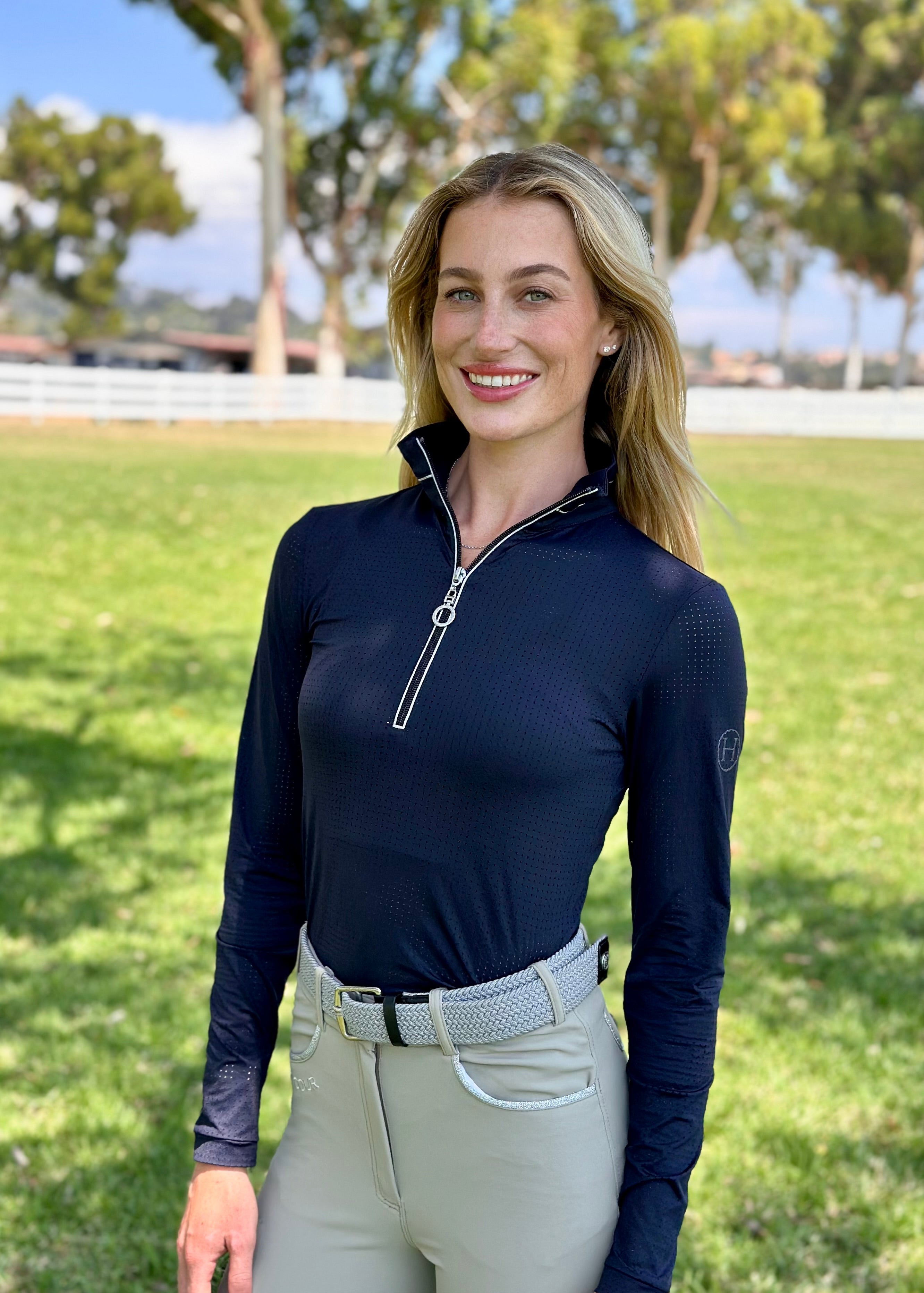 Harcour Breezi Womens Perforated Zip Up Long Sleeve Technical Riding Shirt - Harcour USA - Equiluxe Tack