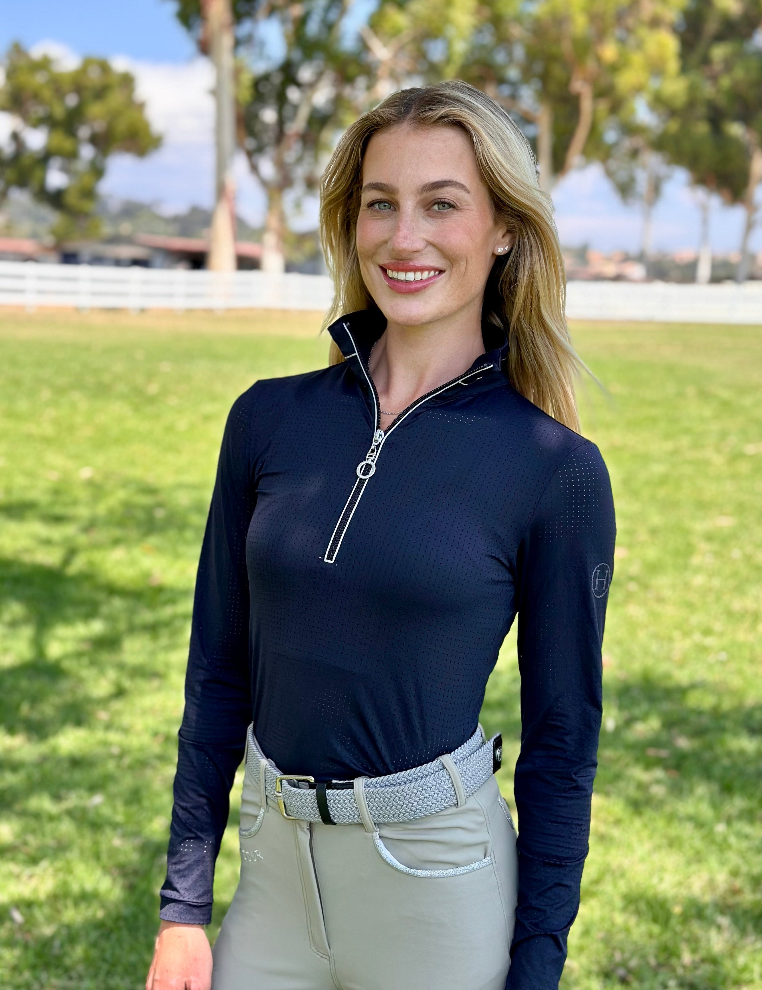 Harcour Breezi Womens Perforated Zip Up Long Sleeve Technical Riding Shirt - Harcour USA - Equiluxe Tack