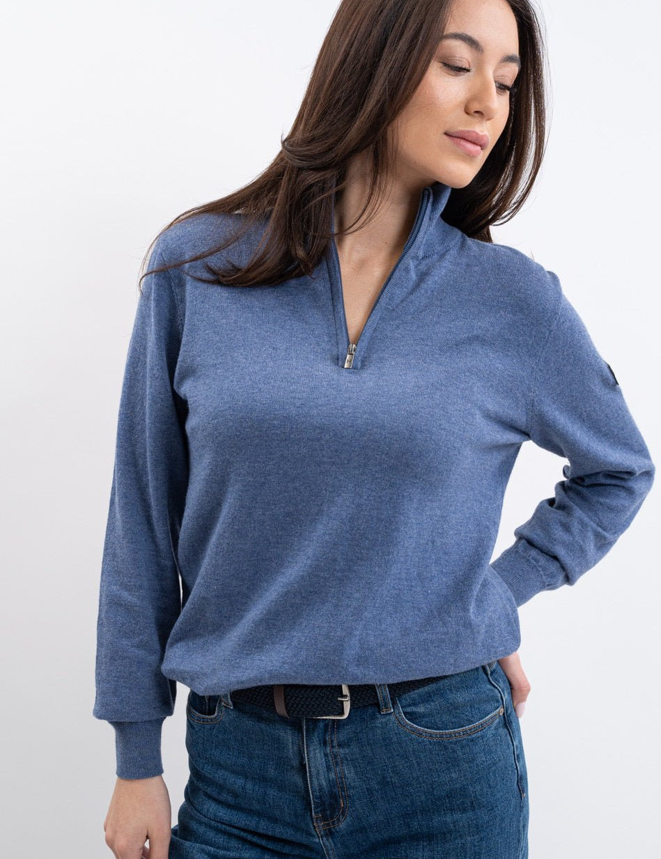 Harcour Parmo Pullover 1/4 Zip Sweater - Evergreen & Linen - Harcour USA - Equiluxe Tack