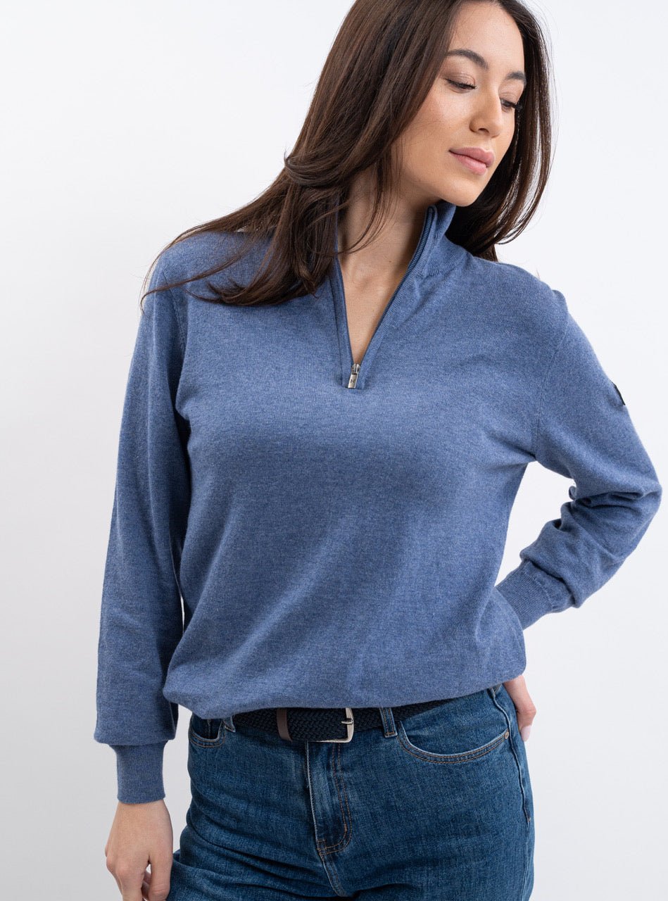 Harcour Parmo Pullover 1/4 Zip Sweater - Evergreen & Linen - Harcour USA - Equiluxe Tack