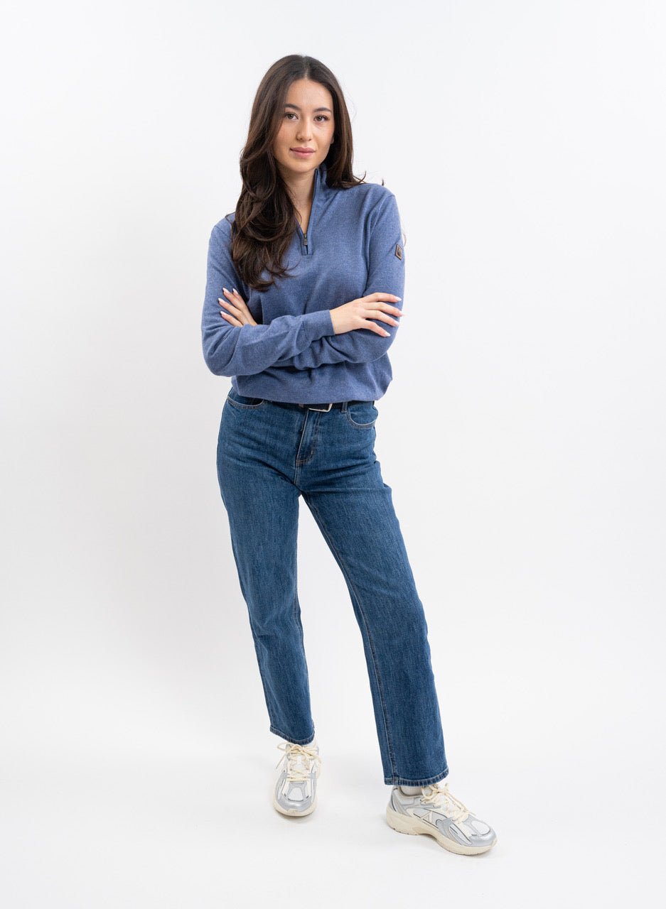 Harcour Parmo Pullover 1/4 Zip Sweater - Evergreen & Linen - Harcour USA - Equiluxe Tack
