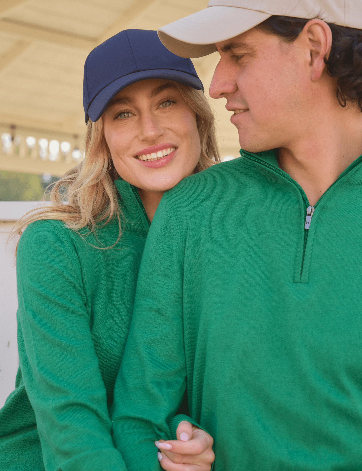 Harcour Parmo Pullover 1/4 Zip Sweater - Evergreen & Linen - Harcour USA - Equiluxe Tack