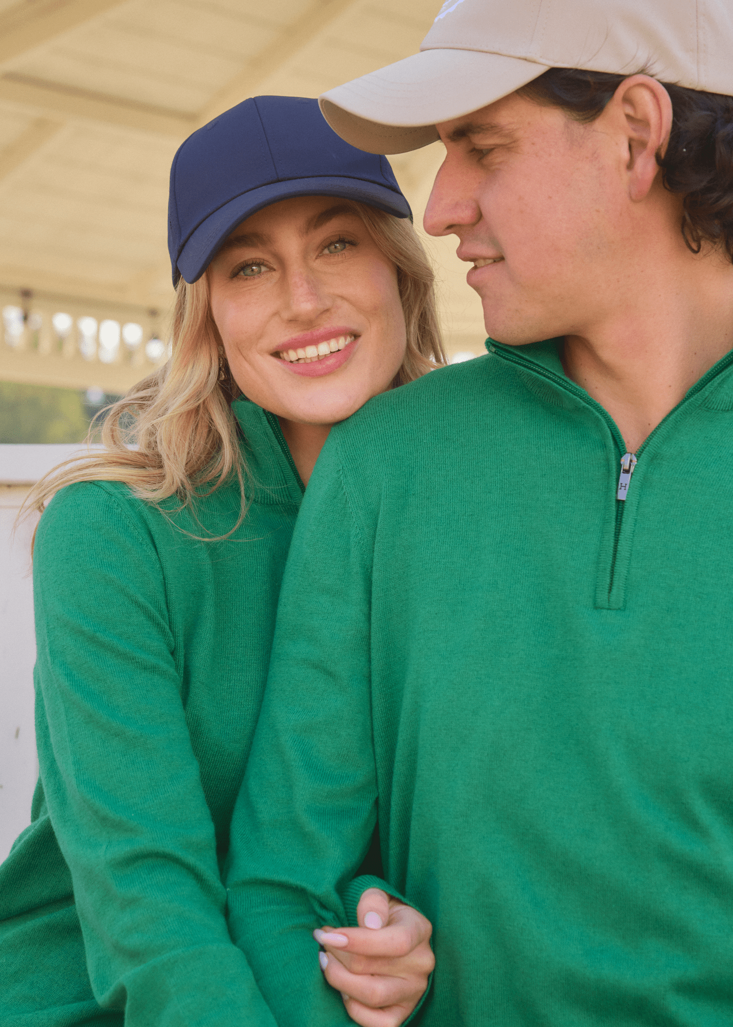 Harcour Parmo Pullover 1/4 Zip Sweater - Evergreen & Linen - Harcour USA - Equiluxe Tack