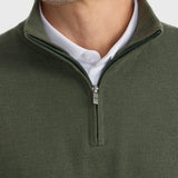 Harcour Parmo Pullover 1/4 Zip Sweater - Evergreen & Linen - Equiluxe Tack