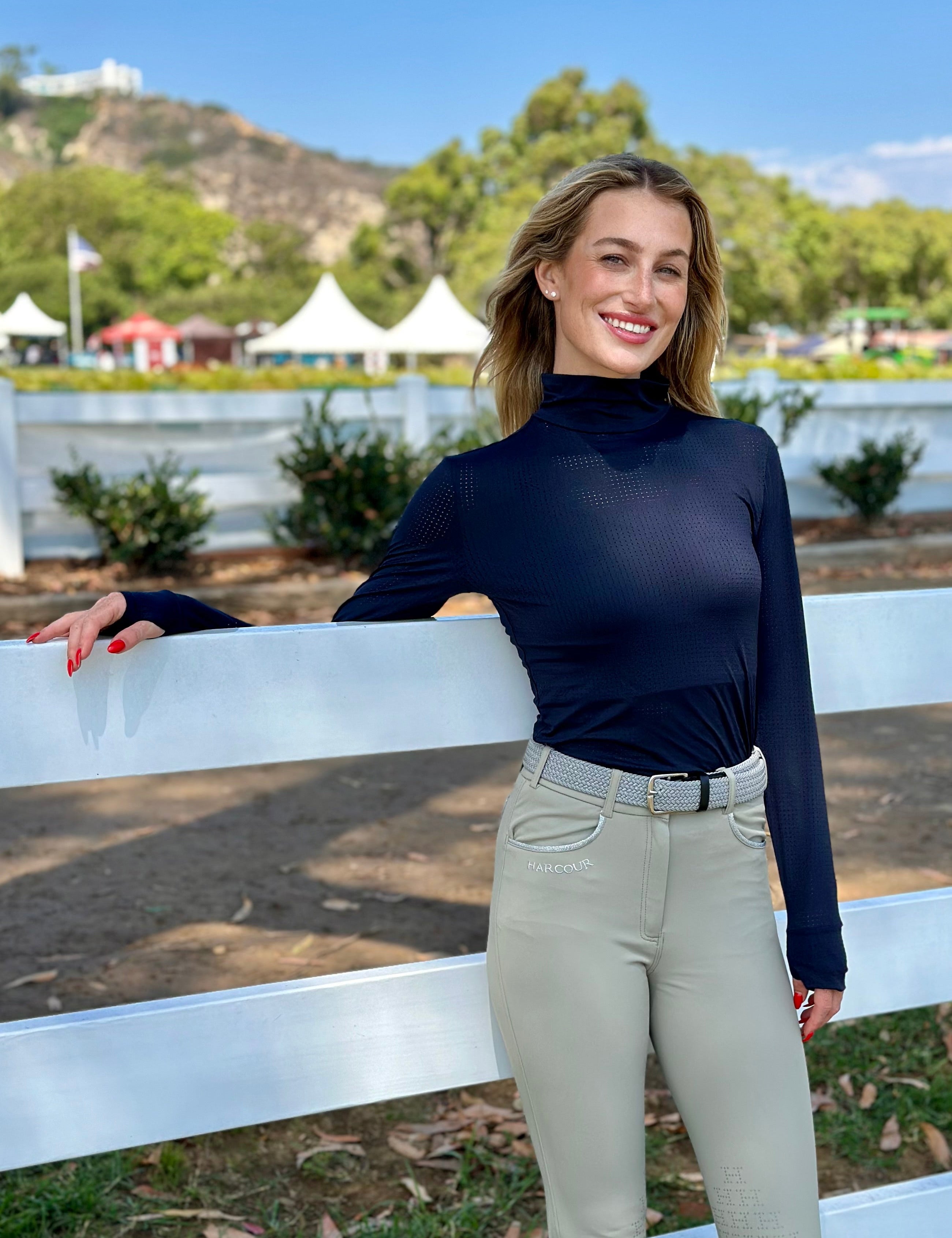 Harcour Venti Womens Mock Neck Perforated Long Sleeve Technical Shirt - Harcour USA - Equiluxe Tack