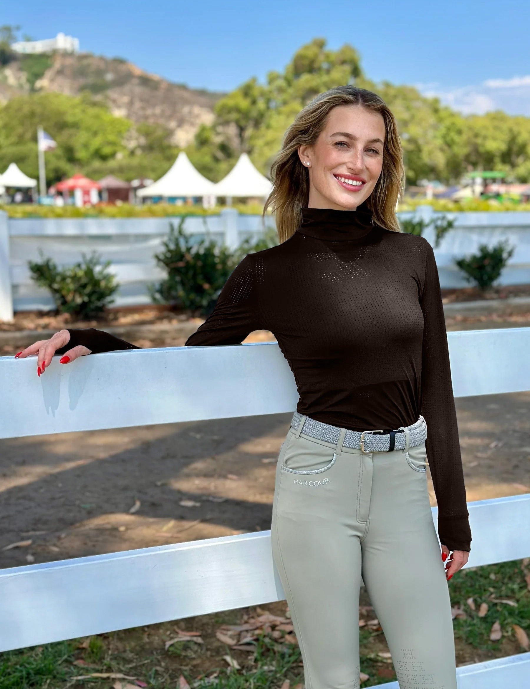 Harcour Venti Womens Mock Neck Perforated Long Sleeve Technical Shirt - Harcour USA - Equiluxe Tack