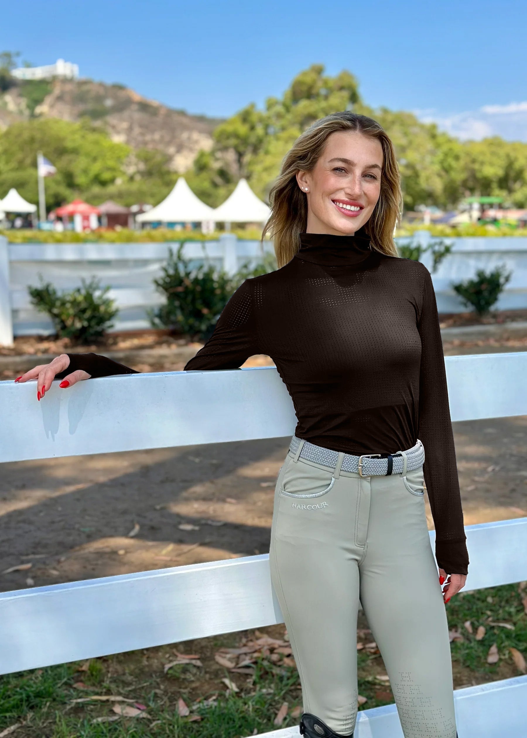 Harcour Venti Womens Mock Neck Perforated Long Sleeve Technical Shirt - Harcour USA - Equiluxe Tack