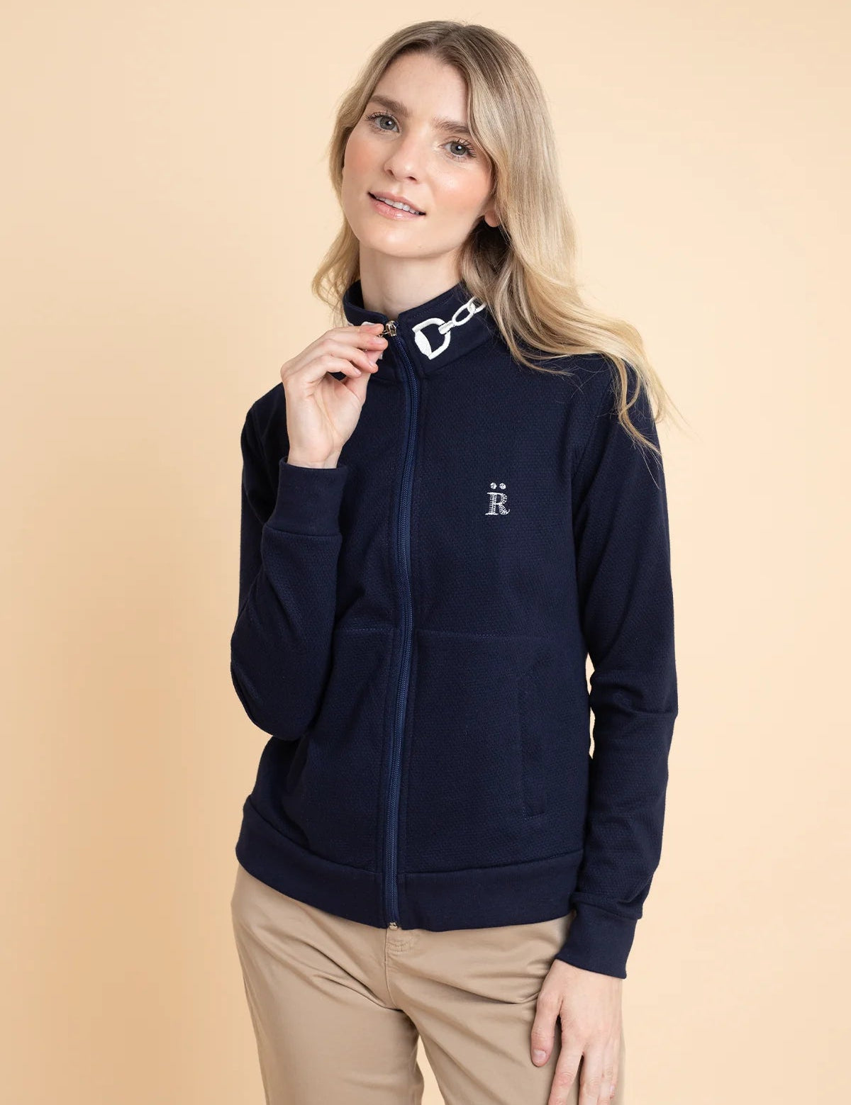 Harmonia Embroidered Zip Jacket | Navy - Rönner - Equiluxe Tack