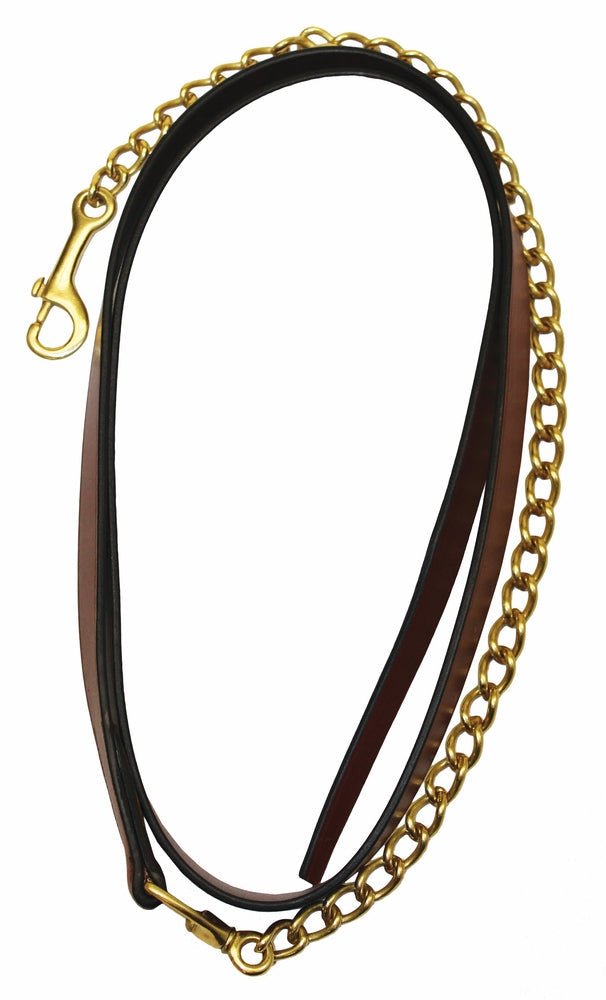 Henri de Rivel Pro Collection Leather Lead with 24" Solid Brass Chain - Henri de Rivel - Equiluxe Tack