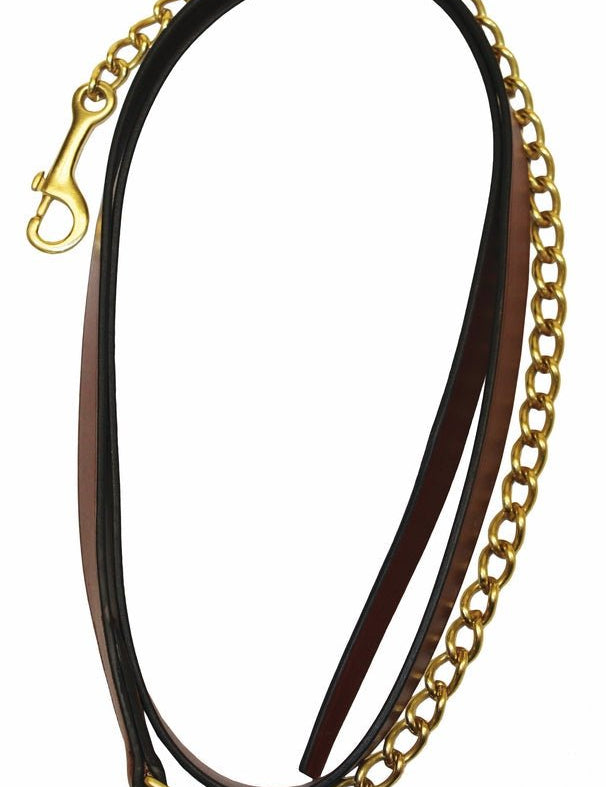 Henri de Rivel Pro Collection Leather Lead with 24" Solid Brass Chain - Henri de Rivel - Equiluxe Tack