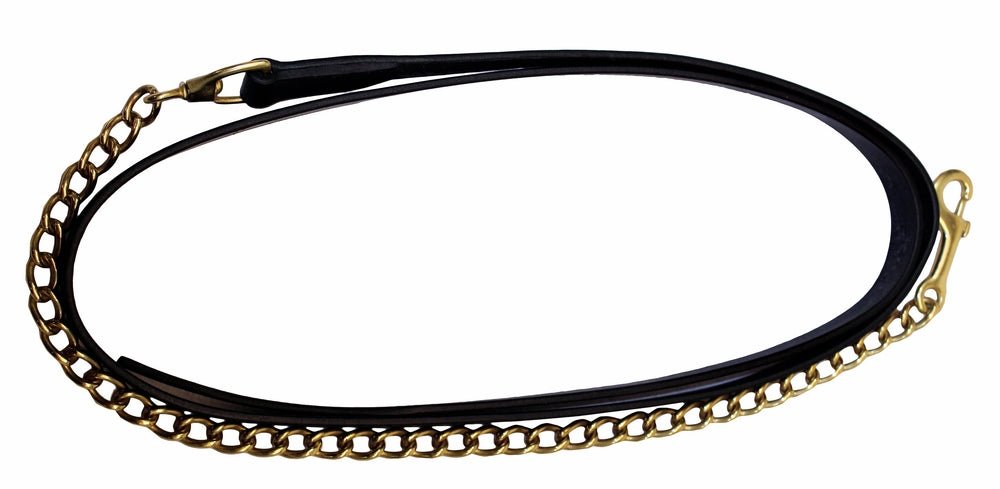 Henri de Rivel Pro Collection Leather Lead with 24" Solid Brass Chain - Henri de Rivel - Equiluxe Tack