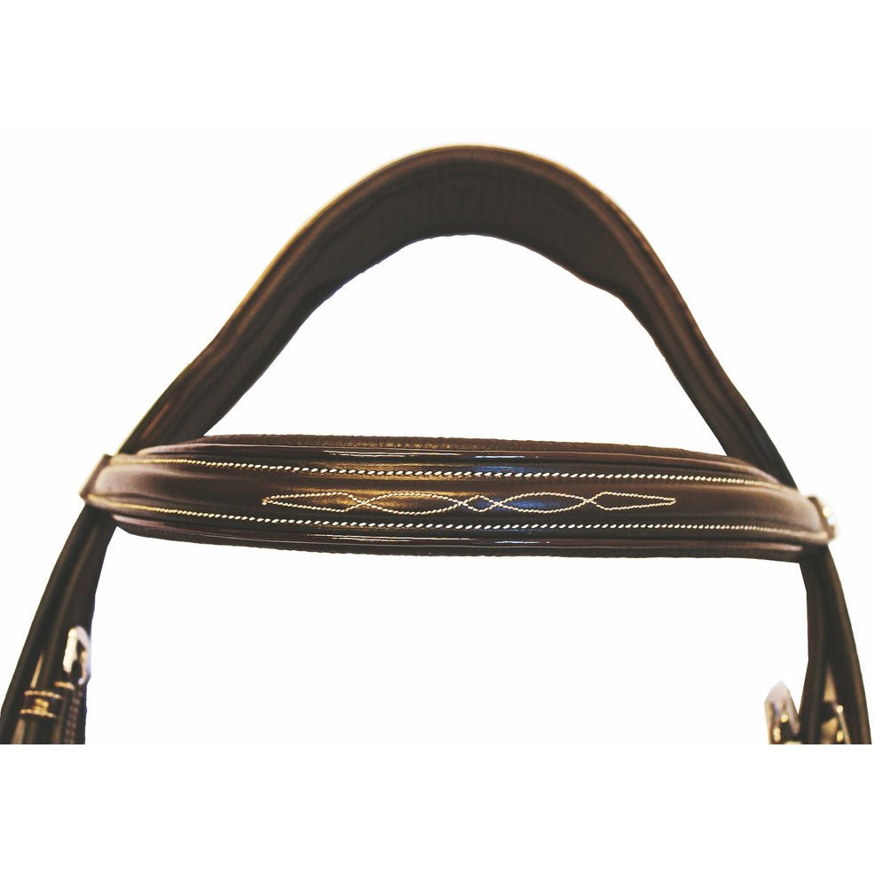 Henri de Rivel Pro Mono Crown Fancy Bridle with Patent Leather Piping and Laced Reins - Henri de Rivel - Equiluxe Tack