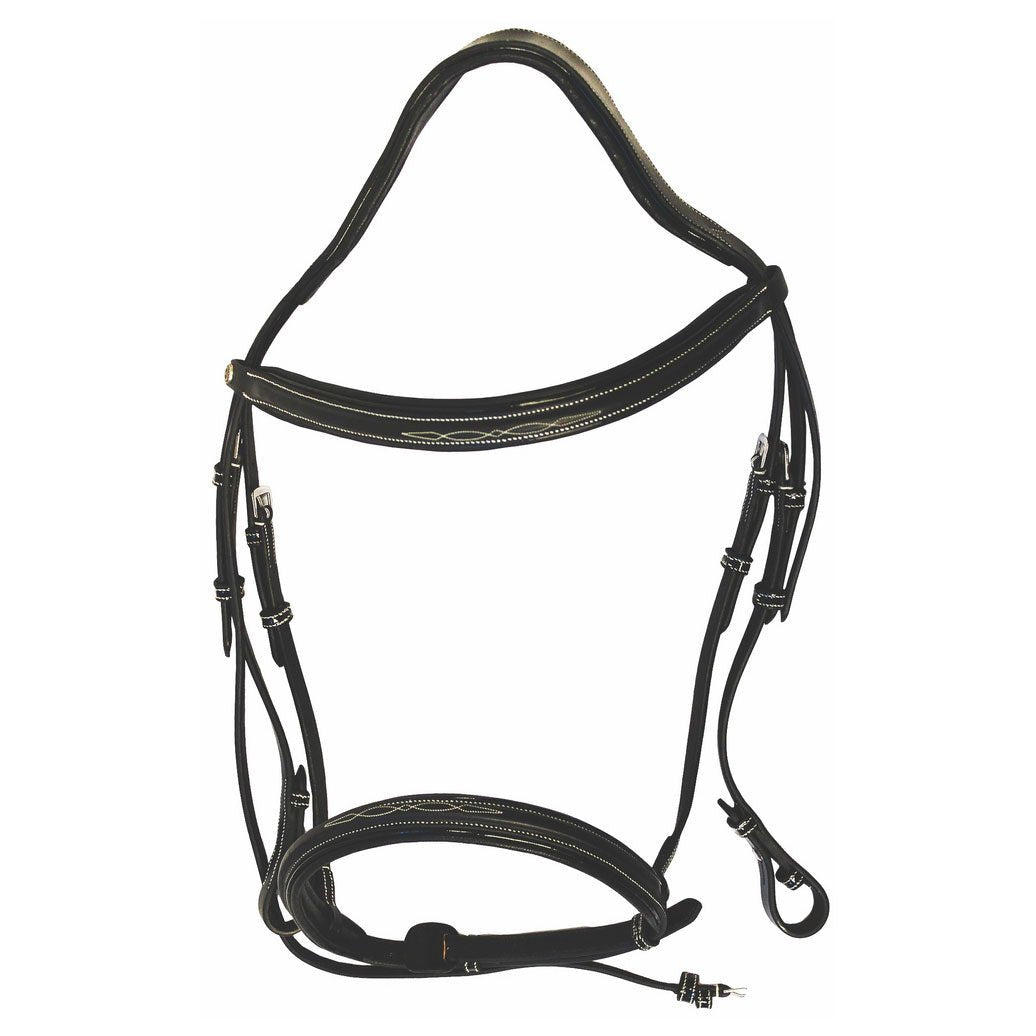 Henri de Rivel Pro Mono Crown Fancy Bridle with Patent Leather Piping and Laced Reins - Henri de Rivel - Equiluxe Tack