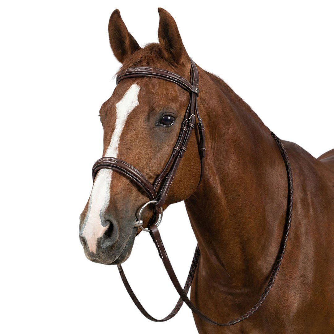 Henri de Rivel Pro Mono Crown Fancy Bridle with Patent Leather Piping and Laced Reins - Henri de Rivel - Equiluxe Tack