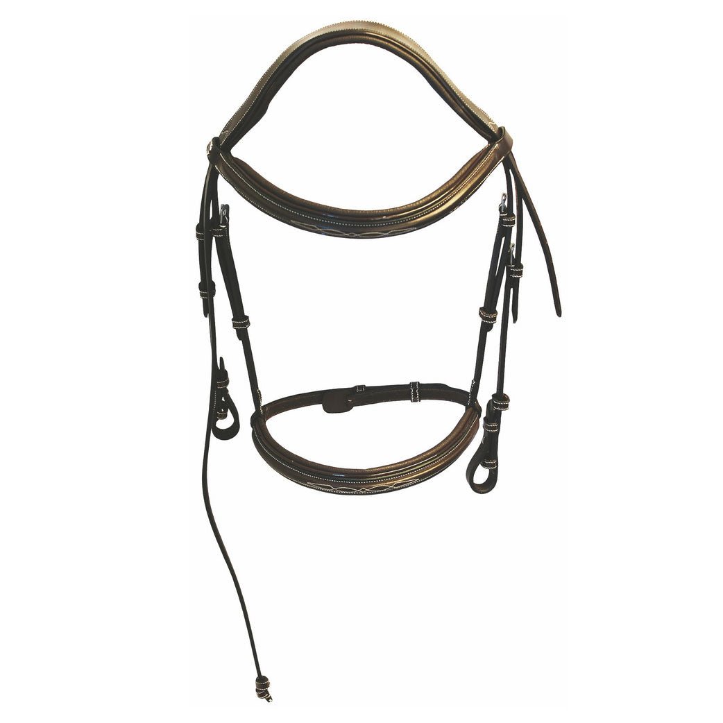 Henri de Rivel Pro Mono Crown Fancy Bridle with Patent Leather Piping and Laced Reins - Henri de Rivel - Equiluxe Tack