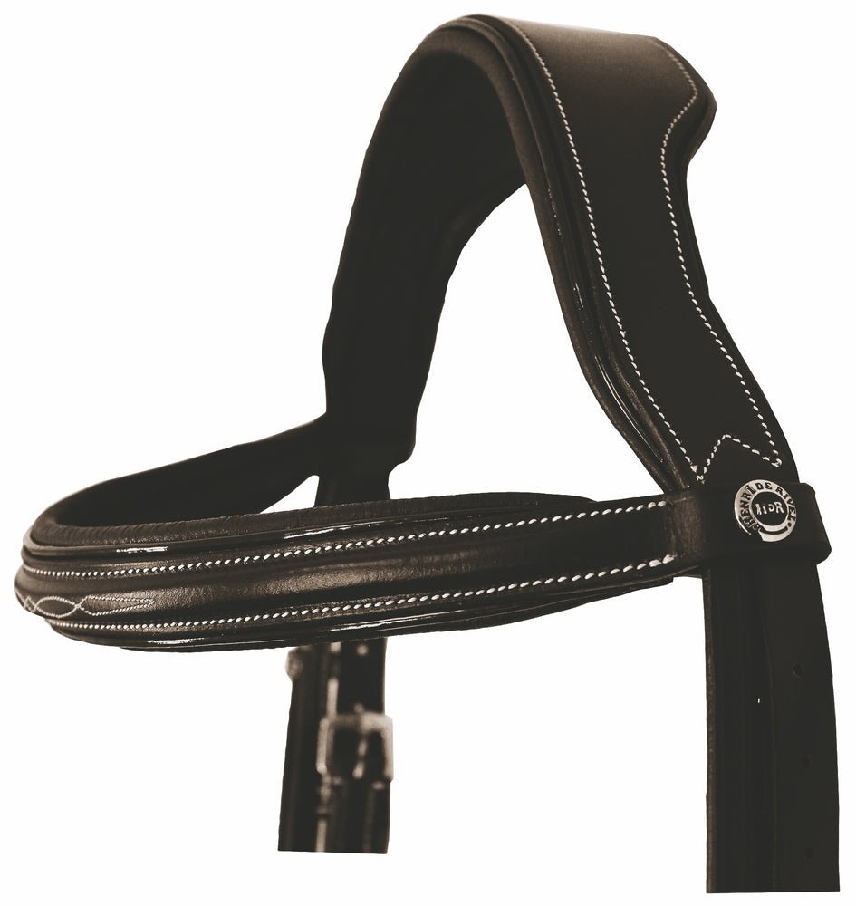 Henri de Rivel Pro Mono Crown Fancy Bridle with Patent Leather Piping and Laced Reins - Henri de Rivel - Equiluxe Tack