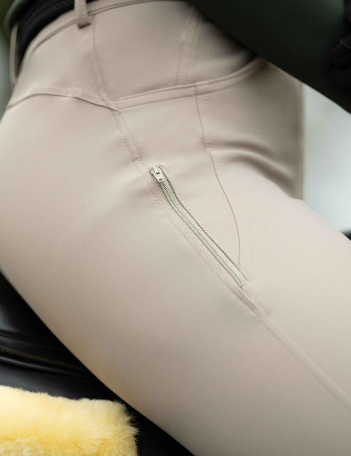 HKM Ari Mid Rise - Sil. Knee Patch Ladies Riding Breeches - HKM - Equiluxe Tack
