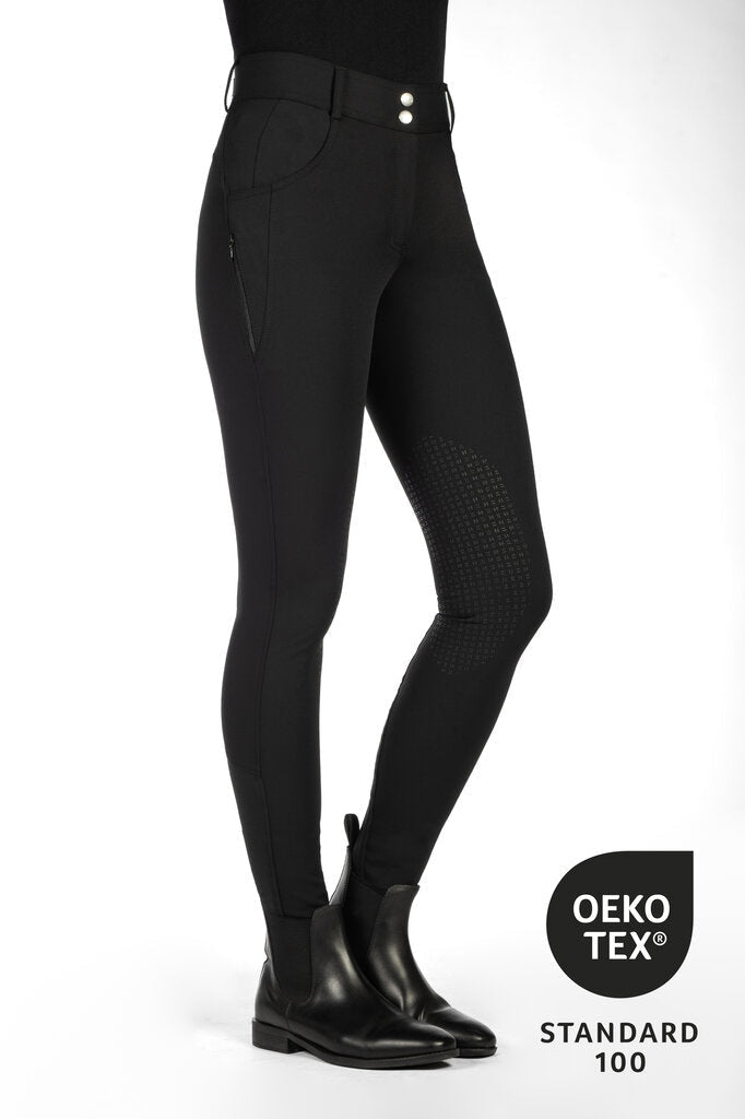 HKM Ari Mid Rise - Sil. Knee Patch Ladies Riding Breeches - HKM - Equiluxe Tack