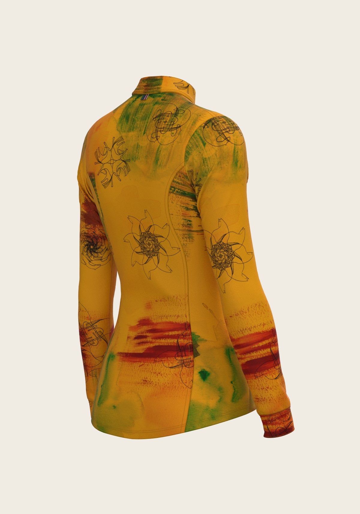 Horse Flower Fair in Ochre Quarter Zip Sun Shirt - Espoir Equestrian - Equiluxe Tack