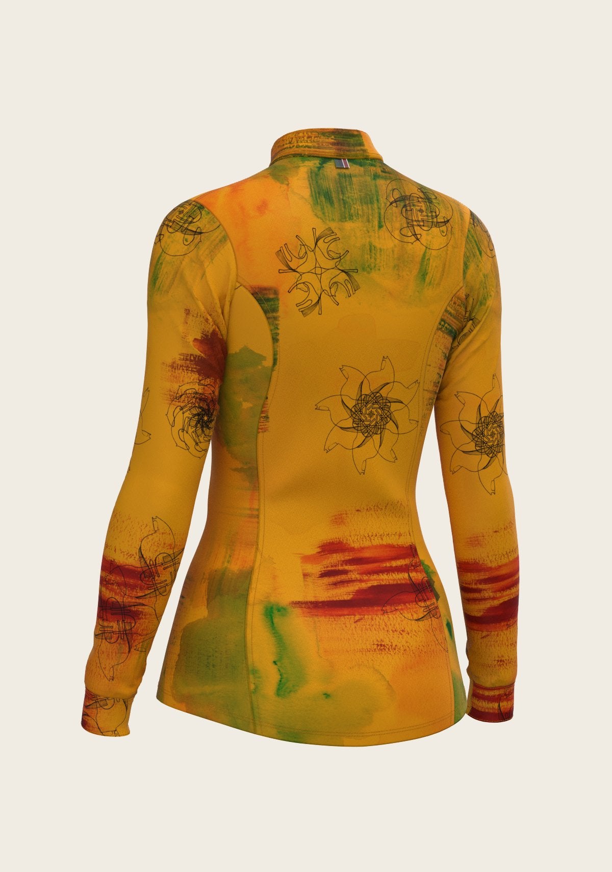 Horse Flower Fair in Ochre Quarter Zip Sun Shirt - Espoir Equestrian - Equiluxe Tack