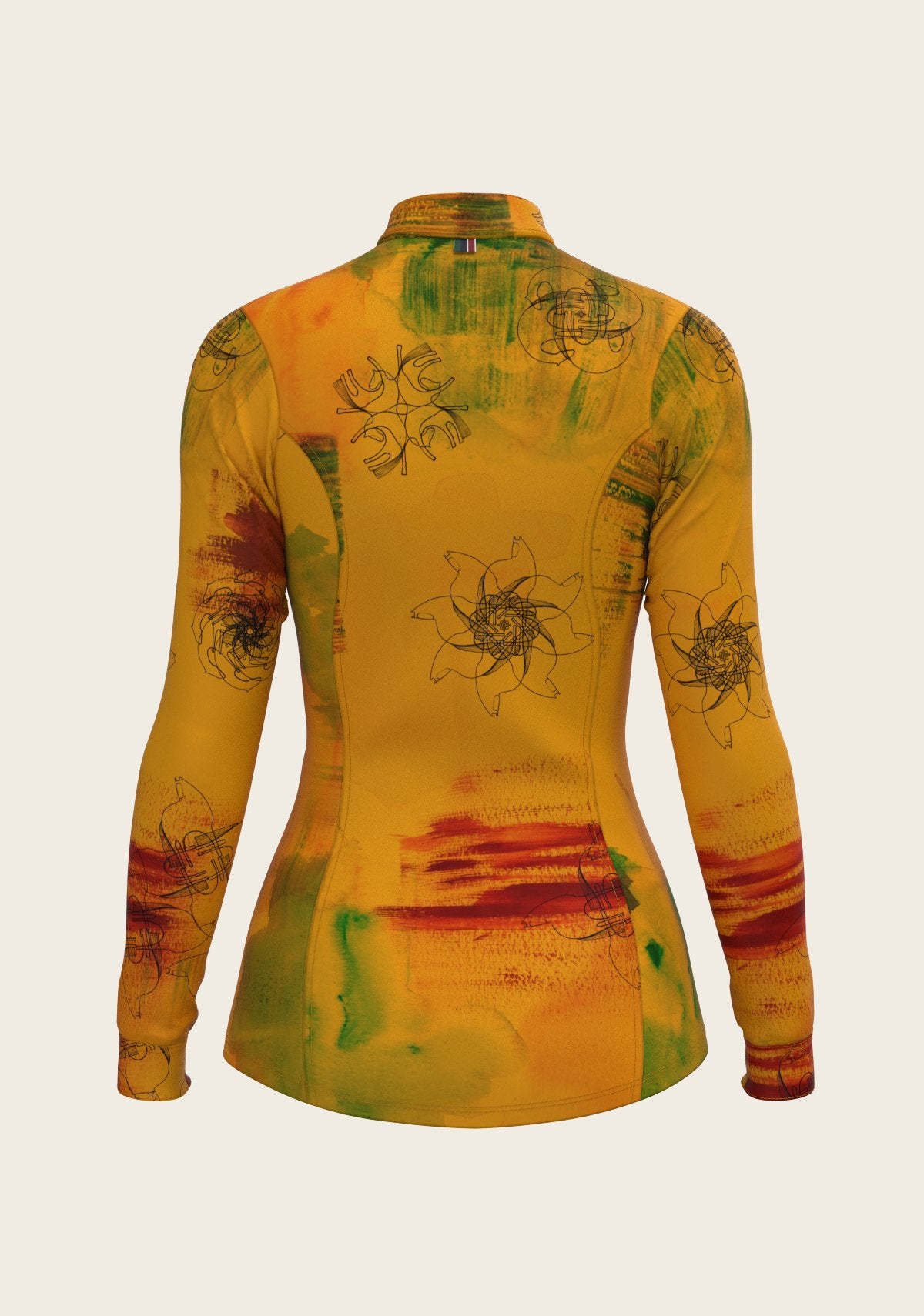 Horse Flower Fair in Ochre Quarter Zip Sun Shirt - Espoir Equestrian - Equiluxe Tack