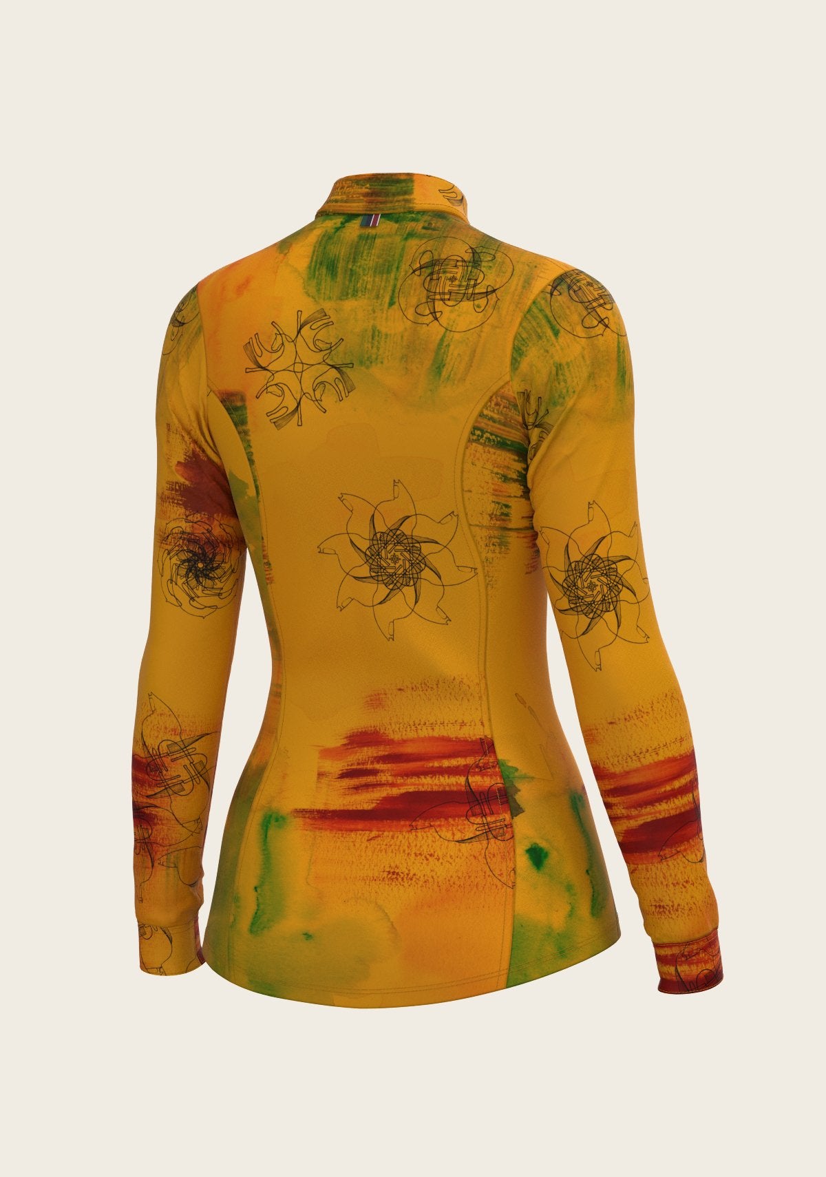 Horse Flower Fair in Ochre Quarter Zip Sun Shirt - Espoir Equestrian - Equiluxe Tack