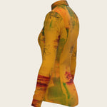 Horse Flower Fair in Ochre Quarter Zip Sun Shirt - Espoir Equestrian - Equiluxe Tack