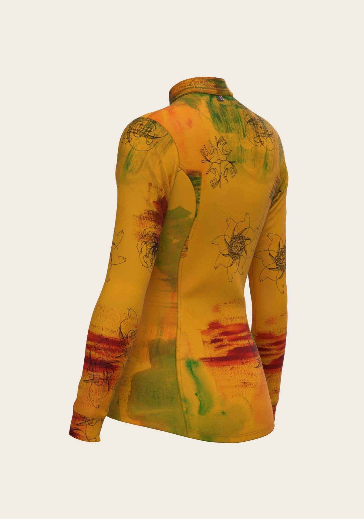 Horse Flower Fair in Ochre Quarter Zip Sun Shirt - Espoir Equestrian - Equiluxe Tack