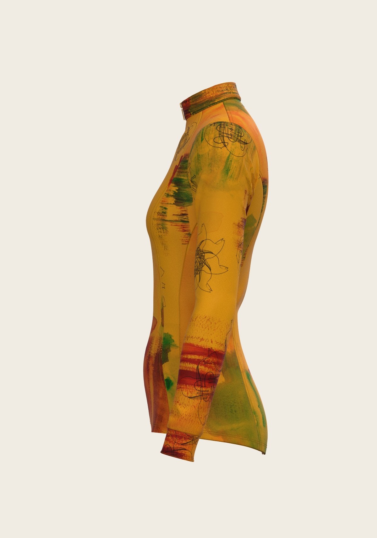 Horse Flower Fair in Ochre Quarter Zip Sun Shirt - Espoir Equestrian - Equiluxe Tack