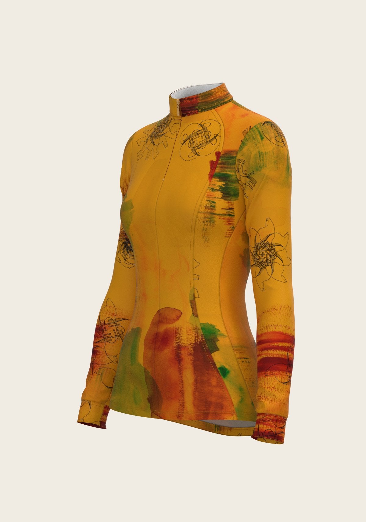 Horse Flower Fair in Ochre Quarter Zip Sun Shirt - Espoir Equestrian - Equiluxe Tack