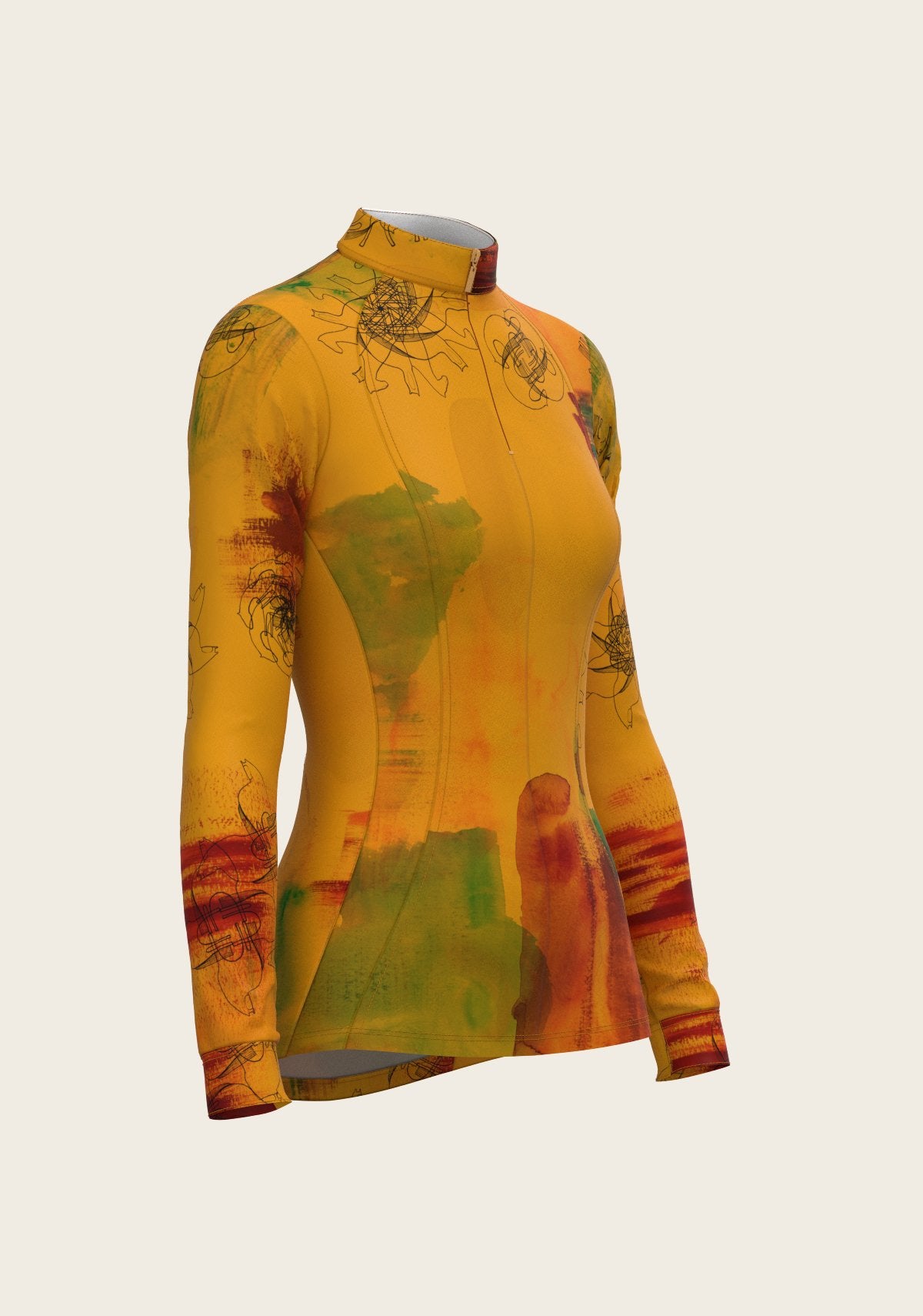 Horse Flower Fair in Ochre Quarter Zip Sun Shirt - Espoir Equestrian - Equiluxe Tack